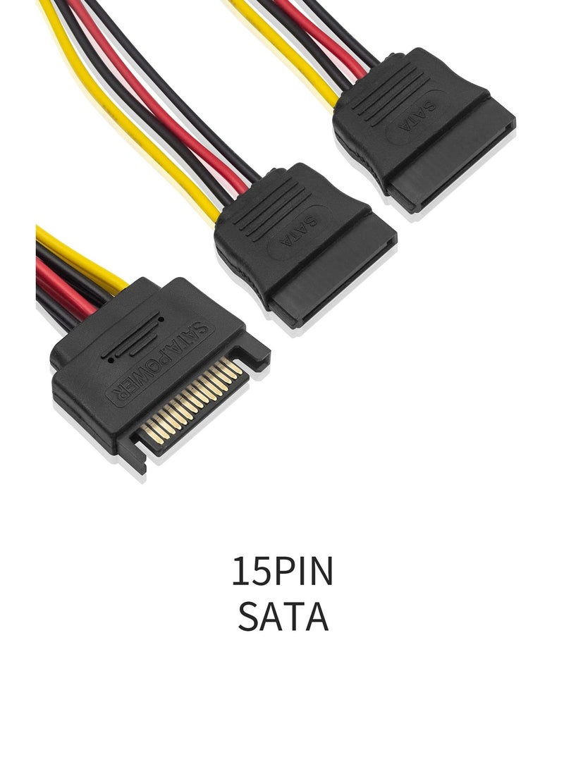 كابل طاقة SATA بطول 20 سم (8 إنش) - كابل تقسيم طاقة على شكل Y لتوصيل قرصين HDD/SSD من منفذ واحد - Image 3