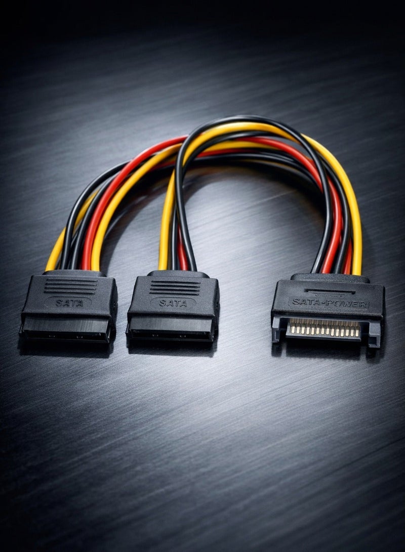 كابل طاقة SATA بطول 20 سم (8 إنش) - كابل تقسيم طاقة على شكل Y لتوصيل قرصين HDD/SSD من منفذ واحد - Image 2