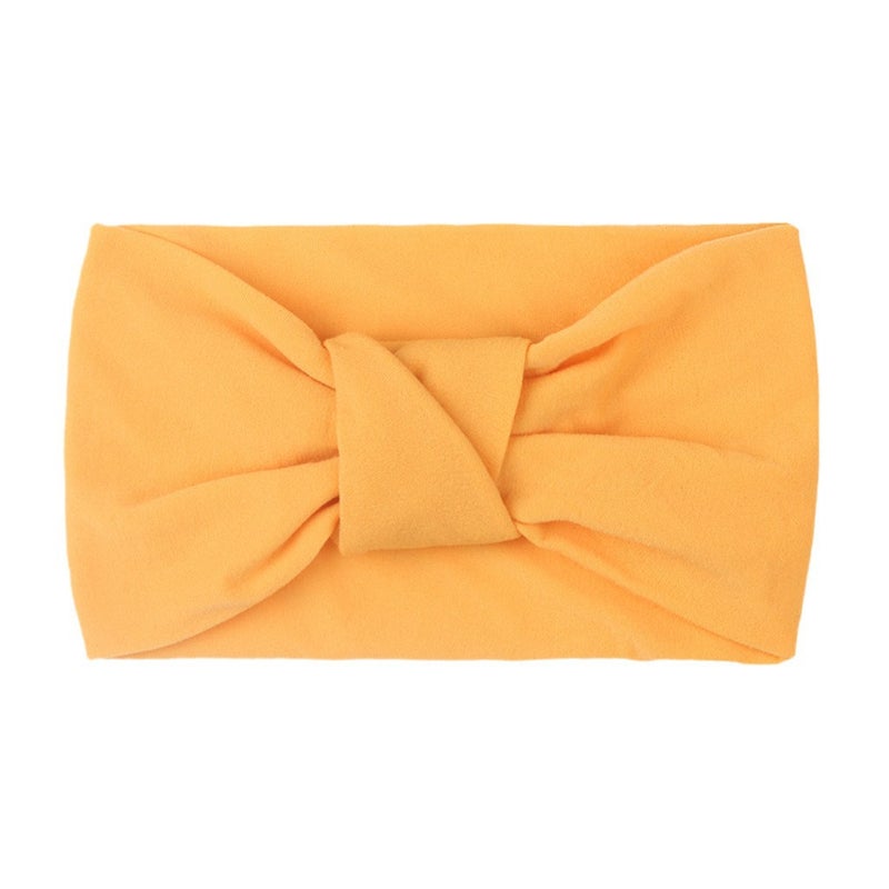 Generic European and American Spring New Childrens Headwear Baby Solid Color Nylon Knot Wide Side Headscarf Baby Hair Belt Earth Yellow