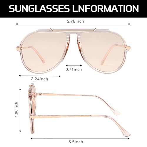 GUVIVI Oversized Aviator Sunglasses for Women Men 2026 70s Retro Gold Metal Sun Glasses Tangle Free Square Aviators - Image 3