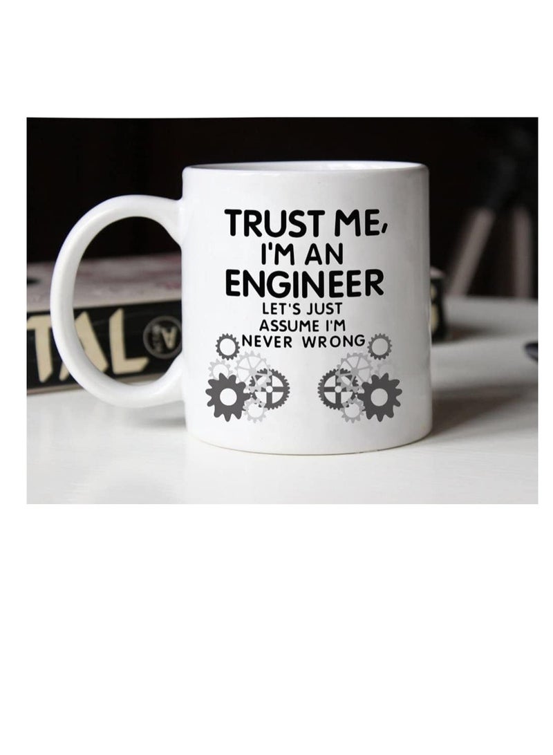 راين كوب قهوة مهندس مضحك من MAUAG، فكرة فريدة من نوعها، ثق بي، أنا مهندس، كوب سيراميك أبيض، 11 أونصة - Image 2