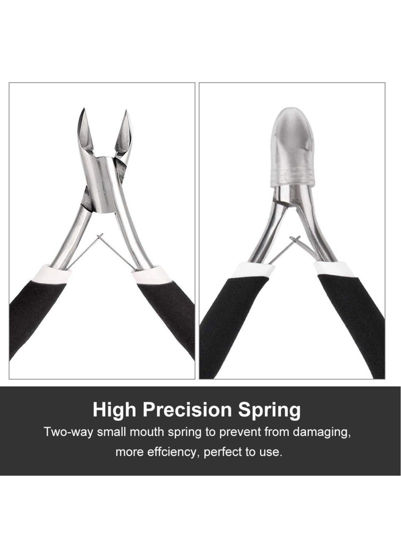 Excefore 2 Pack Cuticle Trimmer, Dead Skin Remover Clipper, Non-Slip Professional Cuticle Nipper Stainless Steel Cutter, 1/2 Jaw (7 mm) Cuticle Cutter- Black - Image 5