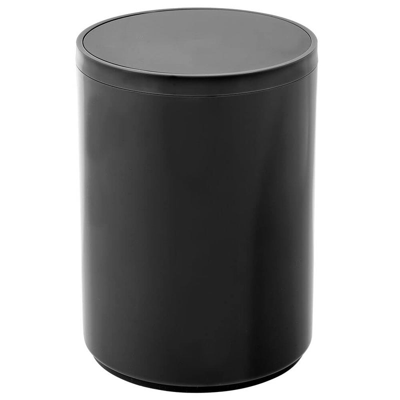 mDesign Plastic Small Slim Round 17 Gallon65 Liter Trash Can with Removable Swing Lid Wastebasket Garbage Container Basket Bin for MasterGuest Bathroom Holds RubbishRecycle Black - Image 2