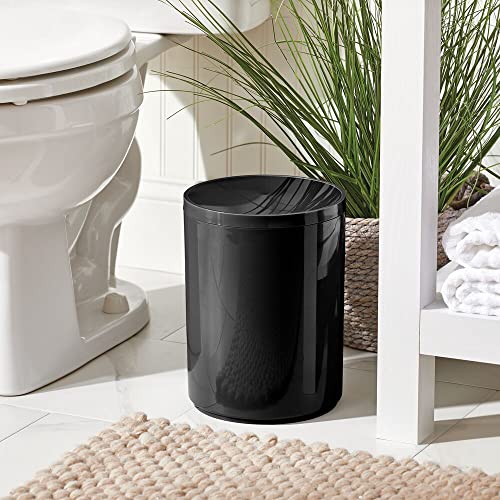mDesign Plastic Small Slim Round 17 Gallon65 Liter Trash Can with Removable Swing Lid Wastebasket Garbage Container Basket Bin for MasterGuest Bathroom Holds RubbishRecycle Black - Image 3