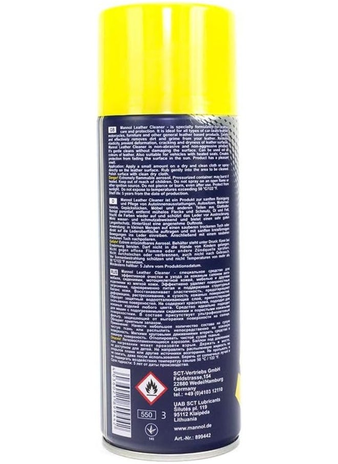 MANNOL - 9944 Leather Cleaner Special Agent Uv Filter With Pleasant Smell Effective Cleaning Care Of Leather Vehicle Interiors Seats Furniture Motorcycle Leather  450 Ml - Image 1