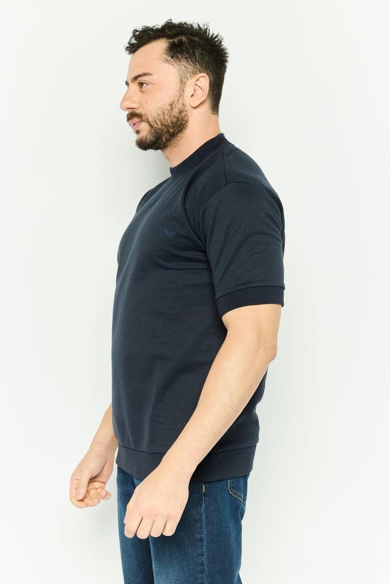 Threadbare Men Crew Neck Short Sleeve Embroidered Logo T-Shirt, Navy - Image 3