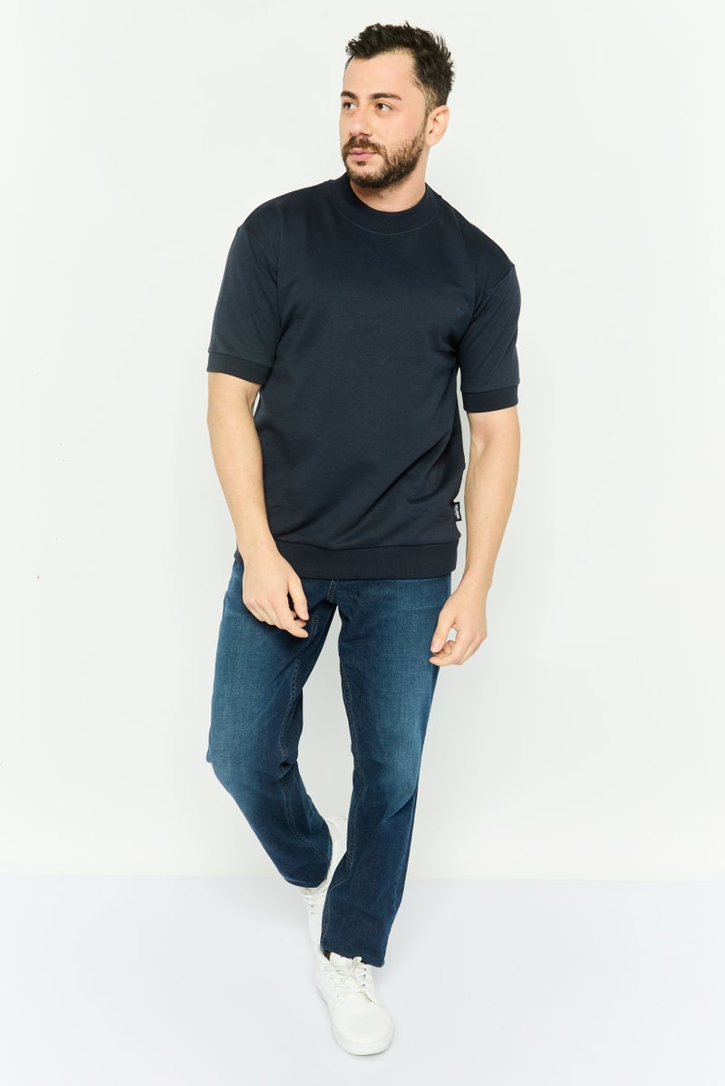 Threadbare Men Crew Neck Short Sleeve Embroidered Logo T-Shirt, Navy - Image 2