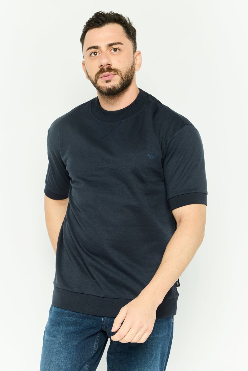 Threadbare Men Crew Neck Short Sleeve Embroidered Logo T-Shirt, Navy - Image 1