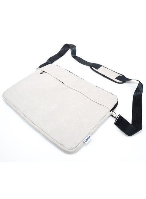 Comfy Leather Laptop Sleeve, Laptop and Tablet Lightweight Protective Case with Secure Zipper, Water-Resistance, Front Storage Pocket and Padded Interior - Grey