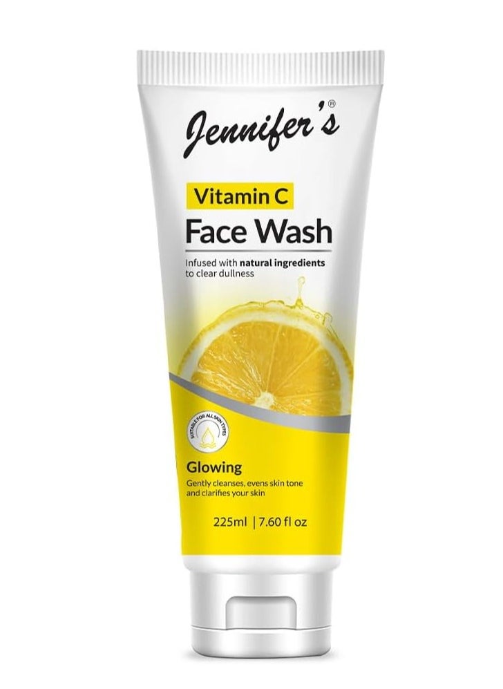 Jennifer's Jennifer's Face Wash Vitamin C Lemon 225 ML - Infused with natural extracts for clear dullness,Glowing,Gently Cleanses,evens skin tone and clarifies your skin,all skin type  - Image 1
