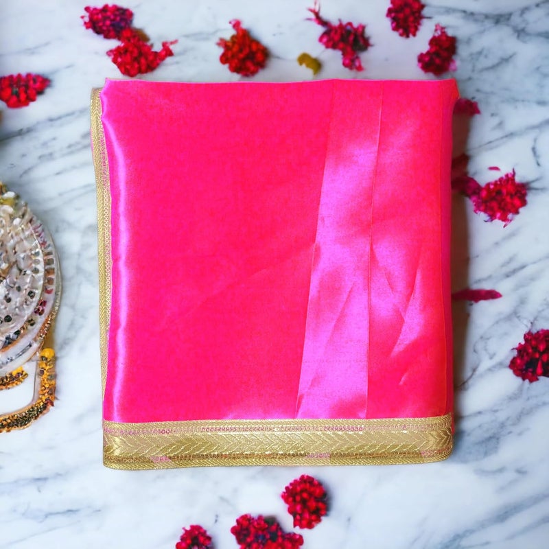 RMCG Traders Pooja Cloth for Mandir Pooja Cloth for Multipurpose Pooja Altar Cloth Pooja Satin Altar Pink Mandir Pooja Cloth for Home Temple Diwali Pooja Cloth Pooja Cloth Pink - Image 2