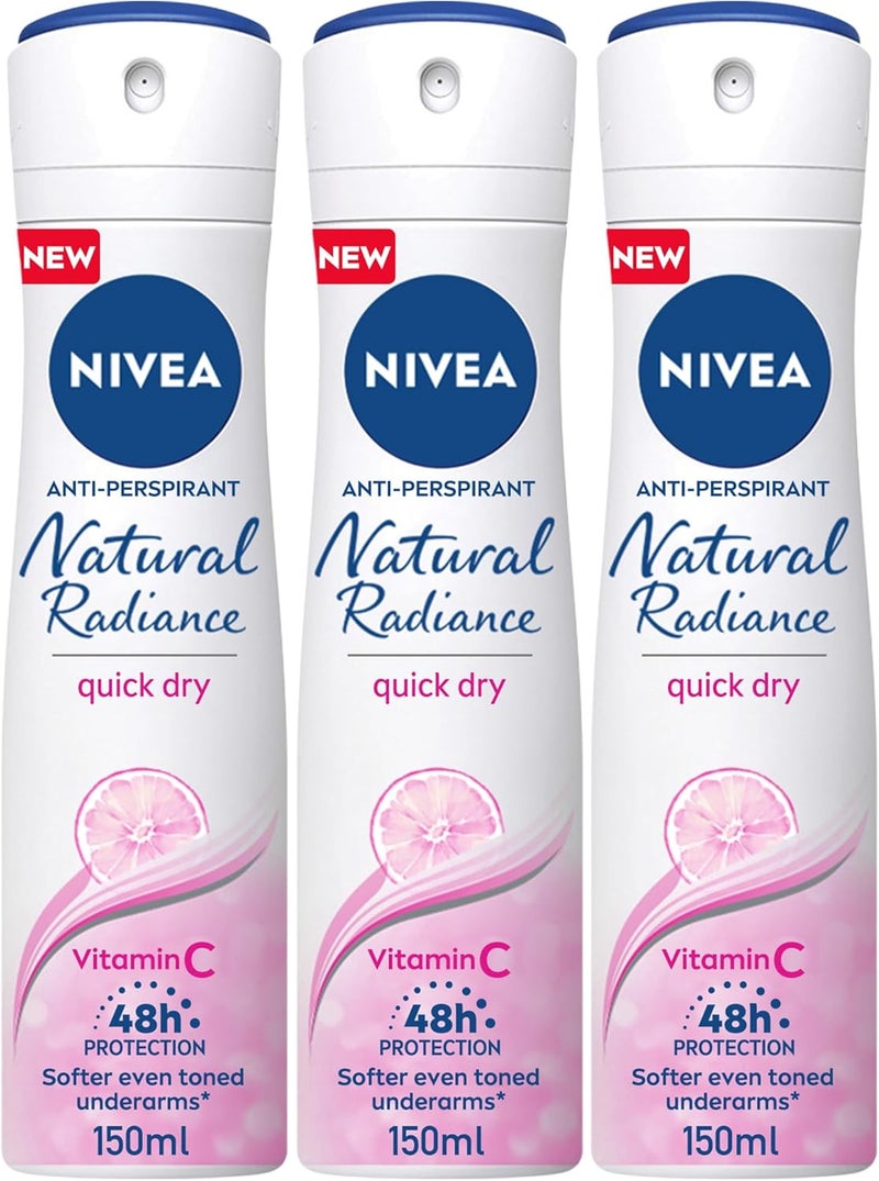 Nivea بخاخ مضاد للتعرق من نيفيا للنساء، حماية لمدة 72 ساعة، إشراقة طبيعية - Image 1