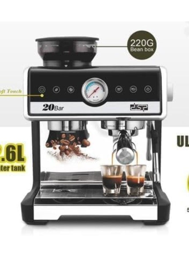 DSP KA3107 Espresso Coffee Maker 2.6L Water Tank | ULKA 20 Bar + 4 Bar.2250W - Image 2