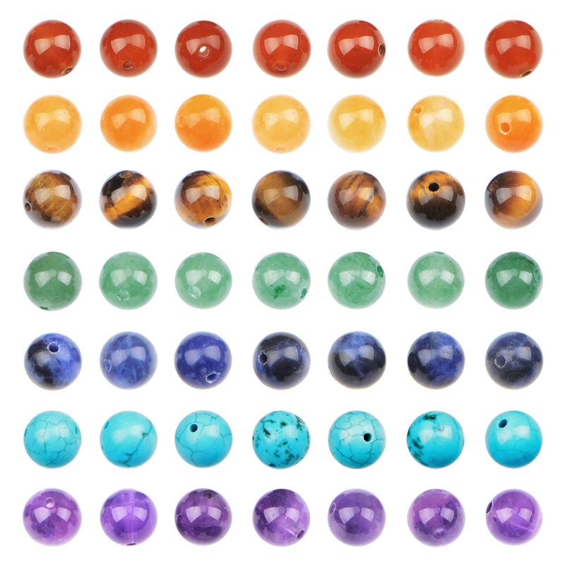 AD Beads 8mm Natural Loose Beads 112 Pieces for Making mala Necklace or Bracelet 7 Chakra Beads