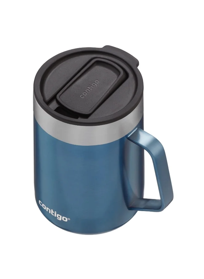 Contigo Stainless Steel Insulated Thermal Mug with Splash-Proof Lid and Handle Blue and Silver 420ml 2174675