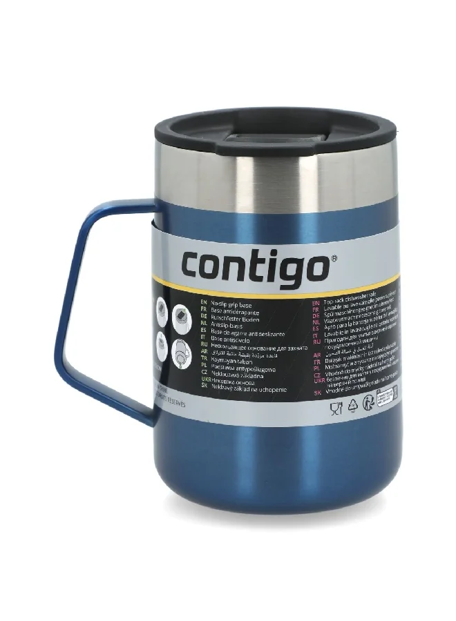 Contigo Stainless Steel Insulated Thermal Mug with Splash-Proof Lid and Handle Blue and Silver 420ml 2174675