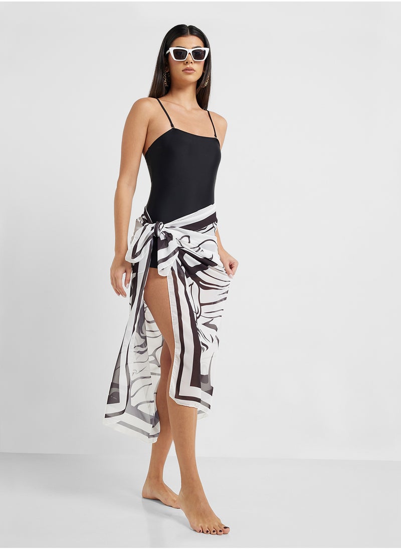 ELLA One Shoulder Ruffled Swimsuit & Beachsarong  - Image 1
