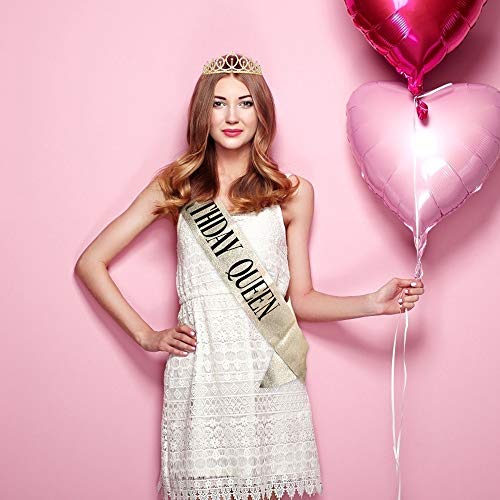Didder Birthday Crowns for Women, Didder Gold Rhinestone Tiara & Birthday Queen Sash, Birthday Crown Birthday Tiara Birthday Sash and Tiaras for Women Girls Birthday Gifts Party Accessories - Image 5