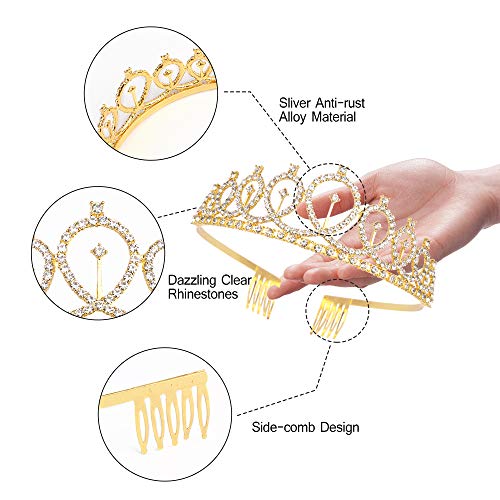 Didder Birthday Crowns for Women, Didder Gold Rhinestone Tiara & Birthday Queen Sash, Birthday Crown Birthday Tiara Birthday Sash and Tiaras for Women Girls Birthday Gifts Party Accessories - Image 2