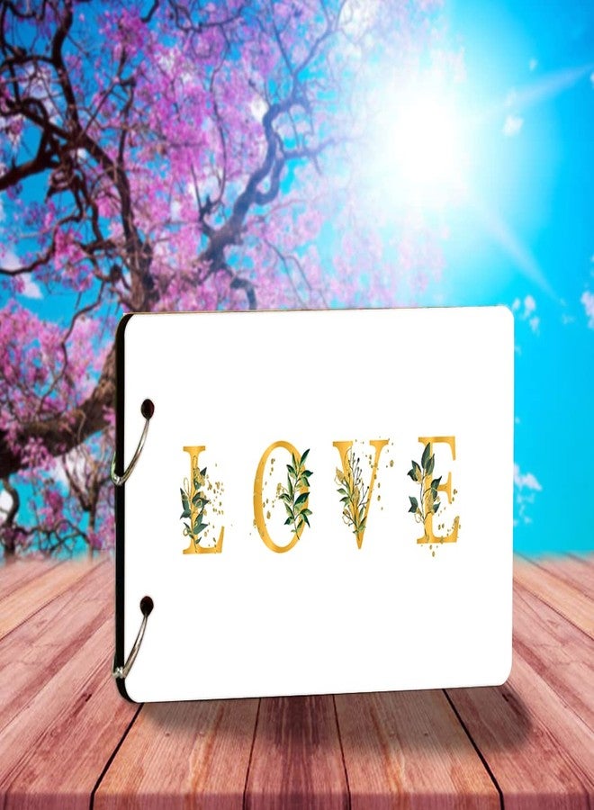 WallDaddy- Scrapbook Crafts (Love) Scrap Book | Wooden Photo Album | 40 Black Color Paper Size "22 X 16 cm" Wooden Photo Book | Memories Book | Photo Frame & Albums - Image 1