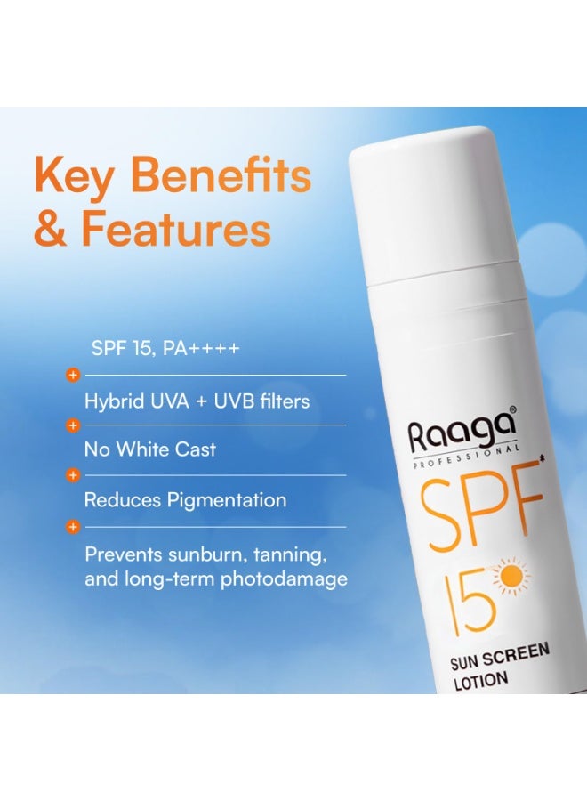 Raaga Professional SPF 15 Sunscreen Lotion For All Skin Type |55ml - Image 2