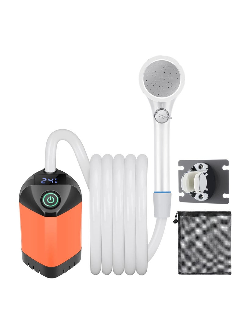 Portable Camping Showe Outdoor Camp Shower Pump Portable Shower for Camping Thickened 2 Meter-Long PVC Water Pipe for Camping Hiking Traveling (Orange)