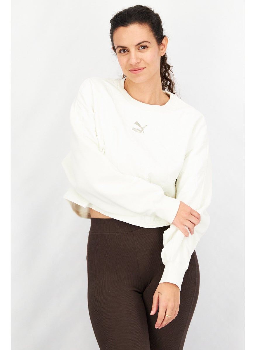 PUMA Women Sportswear Fit Long Sleeve Training Top, Off White  - Image 1