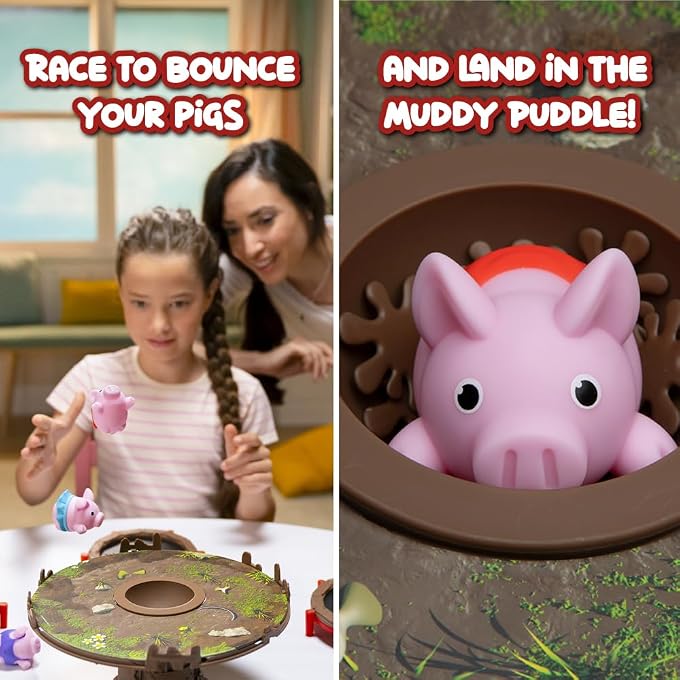 PlayMonster Pigs on Trampolines Board Games for Family Night Hand-Eye-Coordination Game | Family Game, Kids Games, Multi-Player, Board Games for Family Night, Preschool Toys, Hand-Eye-Coordination Game - Image 3