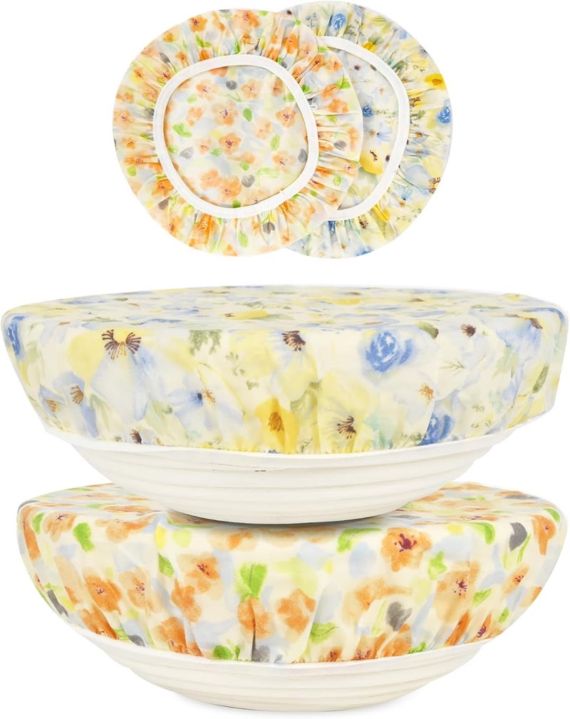 BERBAM Reusable Bowl Covers for Bread Proofing（2 Large）- Cotton Beeswax Bowl Covers Reusable with Elastic Rim, Sourdough Bowl Cover for Food Storage and Food Preservation (10INCH) - Image 1
