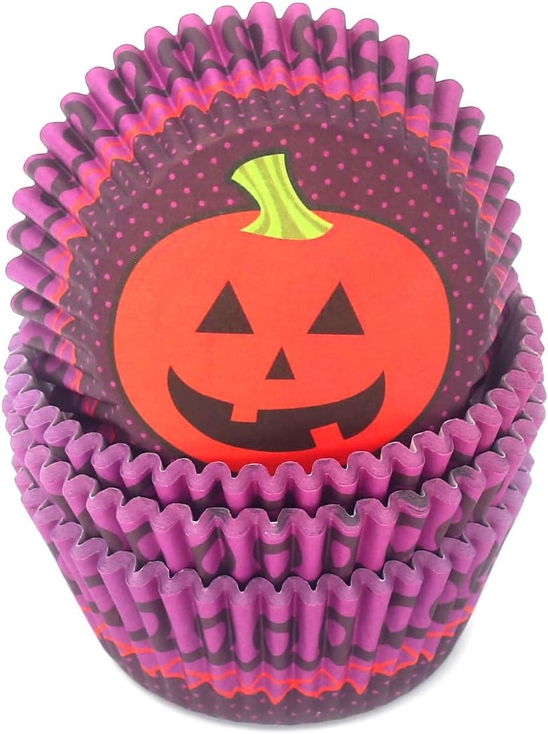 Mombake Halloween Cupcake Liners Standard Greaseproof Paper Baking Cups, 100-Count, Purple - Image 1