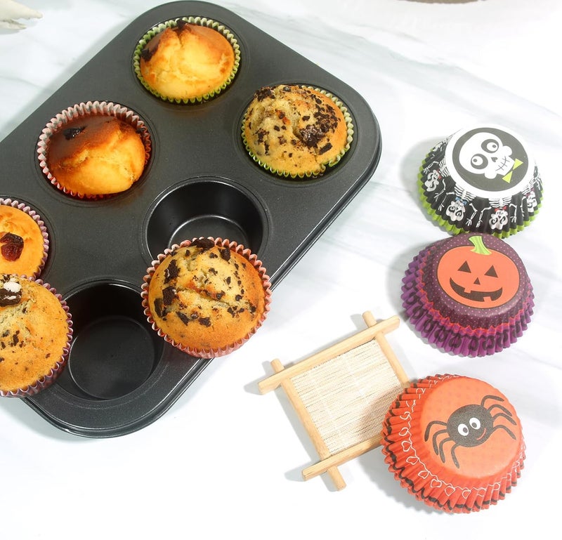 Mombake Halloween Cupcake Liners Standard Greaseproof Paper Baking Cups, 100-Count, Purple - Image 5