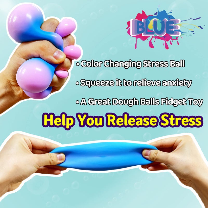 Kawaite Squishy Dough Stress Ball Squeeze Toy (1 Pack) Squishy Stress Balls for Kids and Adults, Funny and Soft Change Color Squeeze Ball, Squish Ball, Ideal for Anxiety Relief, Autism, ADHD (Blue) - Image 5