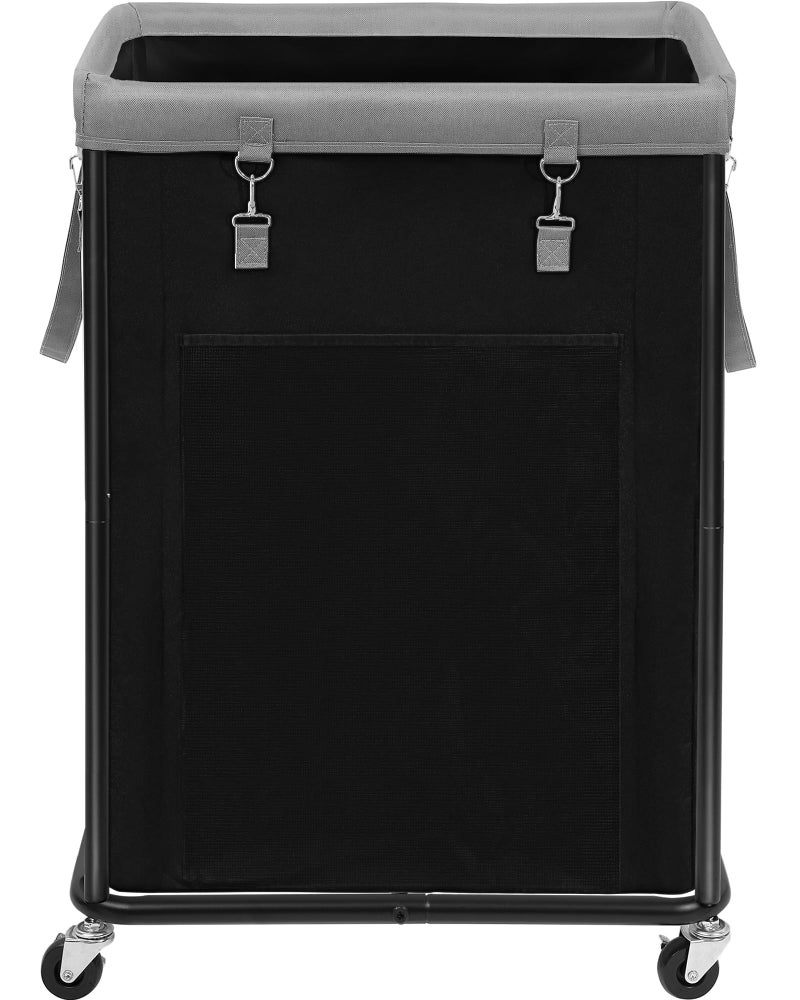 STORAGE MANIAC Large Laundry Basket with Wheels 160L Rolling Laundry Hamper Laundry Cart with Metal Frame and Removable Bag Clothes Hamper for Bedroom Bathroom Dorm Room Laundry Room Black - Image 2