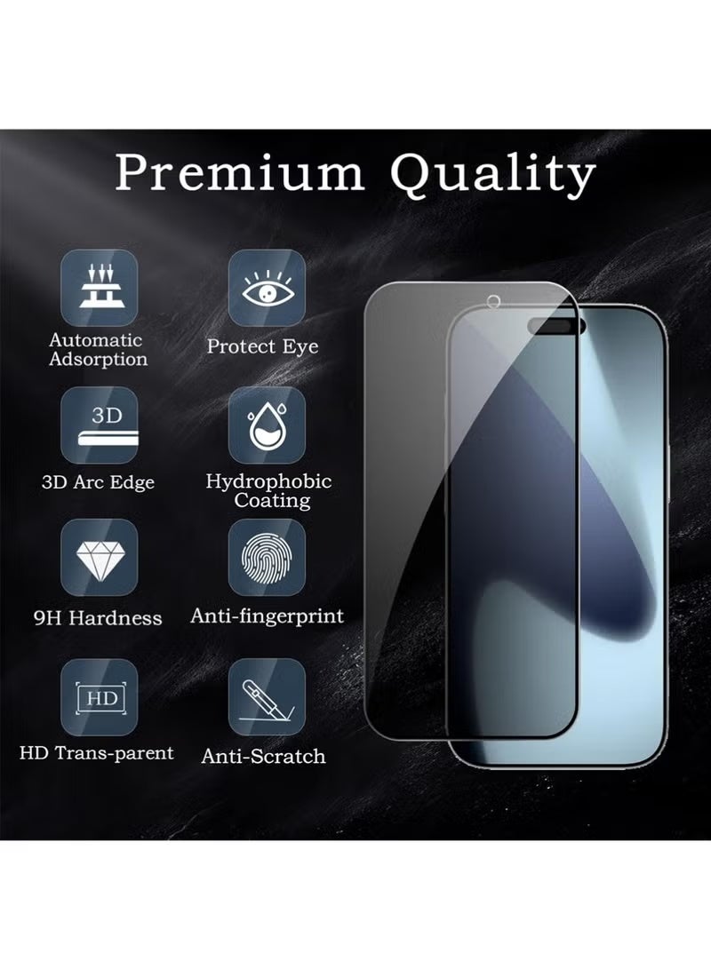 JAJEEK [2+2 Pack] iPhone 17 Pro Max Privacy Screen Protector, Anti-Spy Tempered Glass with Camera Lens Protector, 9H Hardness, Bubble-Free, Anti-Glare, Case-Friendly - Image 2
