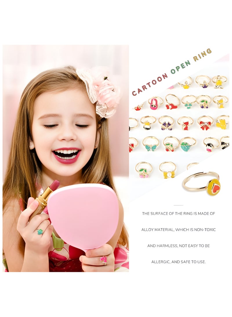 SARAOONT 36 Piece Adjustable Little Girls Jewel Rings for Dress Up and Pretend Play Ages 3 to 10 Perfect for Birthdays and Parties  - Image 3