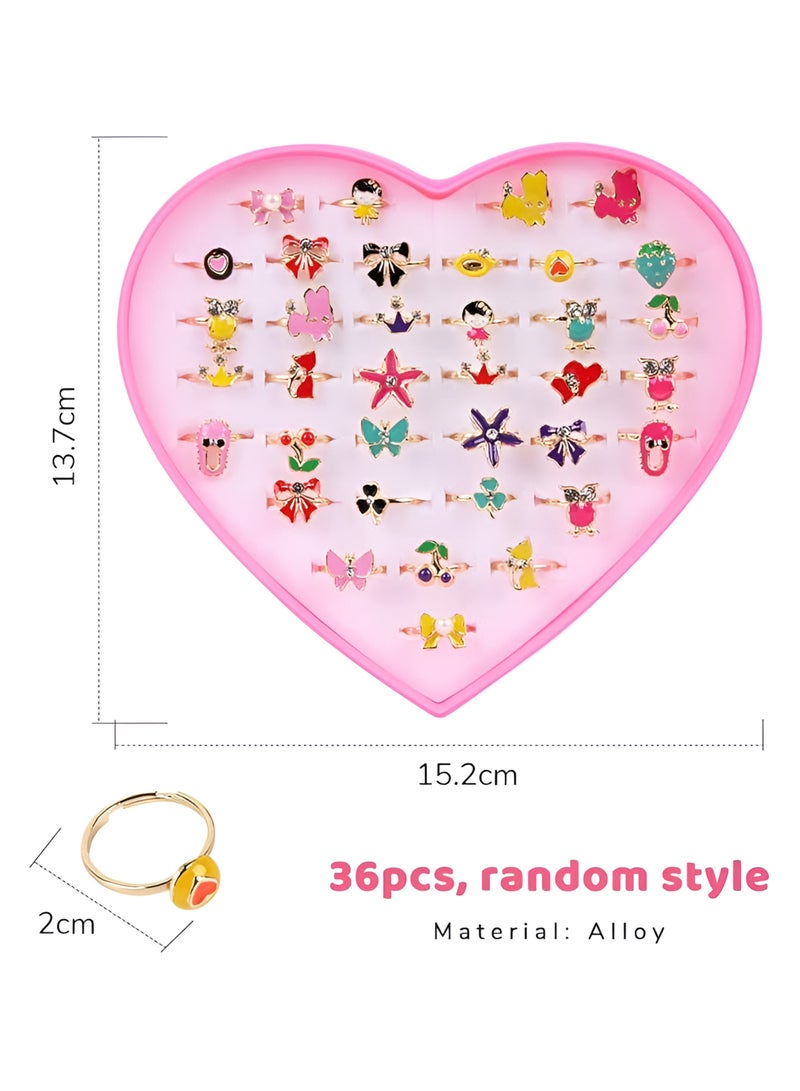 SARAOONT 36 Piece Adjustable Little Girls Jewel Rings for Dress Up and Pretend Play Ages 3 to 10 Perfect for Birthdays and Parties  - Image 5
