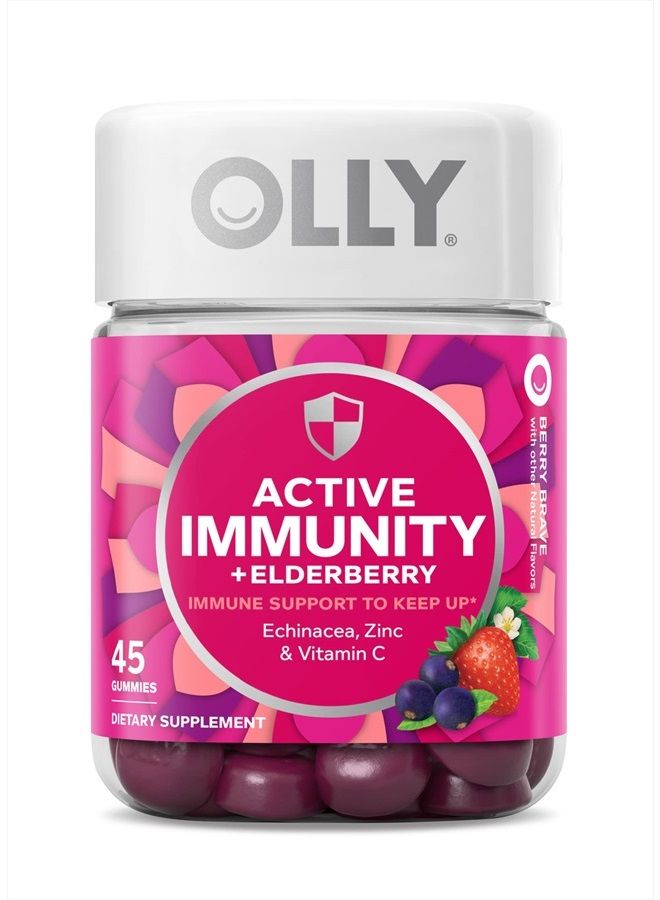 Olly Gummy Active Immunity+Elderberry, 45 Gummies (1 Pack), Berry Flavor - Image 1