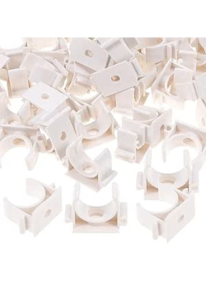 60Pcs PVC U Shaped Pipe Clamps For 20Mm Water Supply Tubing With Plastic Support Base - Image 1