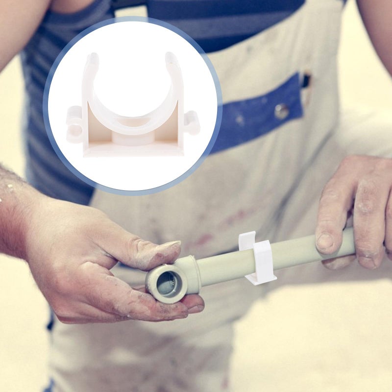 60Pcs PVC U Shaped Pipe Clamps For 20Mm Water Supply Tubing With Plastic Support Base - Image 5