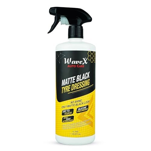 Wavex Matte Black Tyre Dressing (1L) Tyre Polish for Car | Liquid Car Tyre Polish for Dry to Touch, Matte Finish | Tyre Polish with Zero Dust Attraction - Image 1