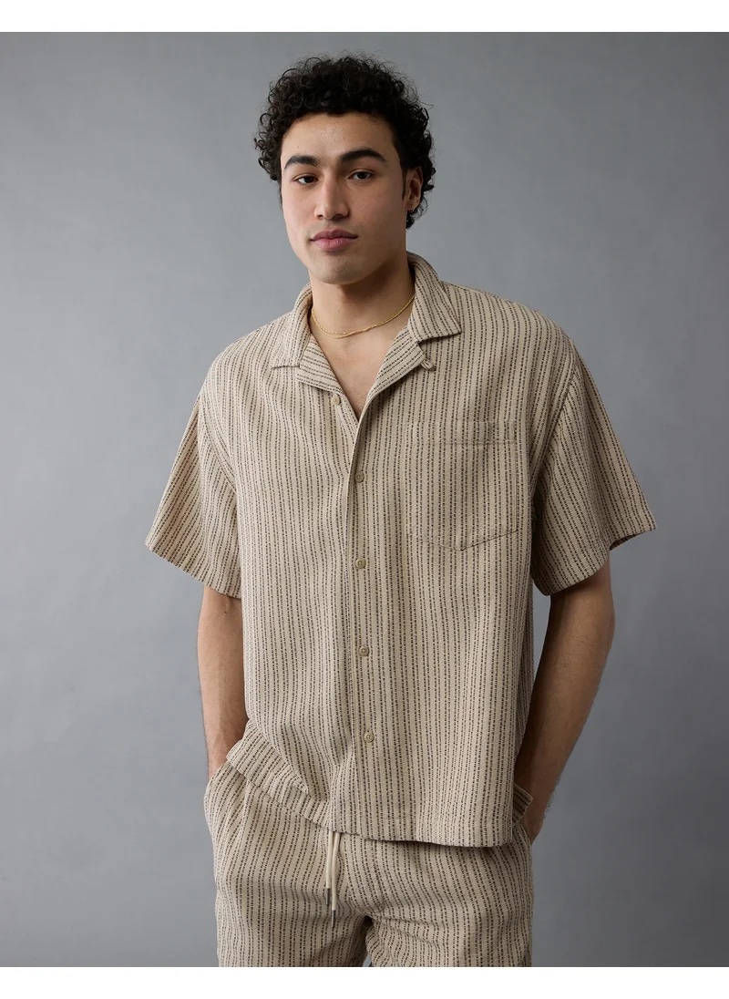 American Eagle AE Striped Button-Up Poolside Shirt