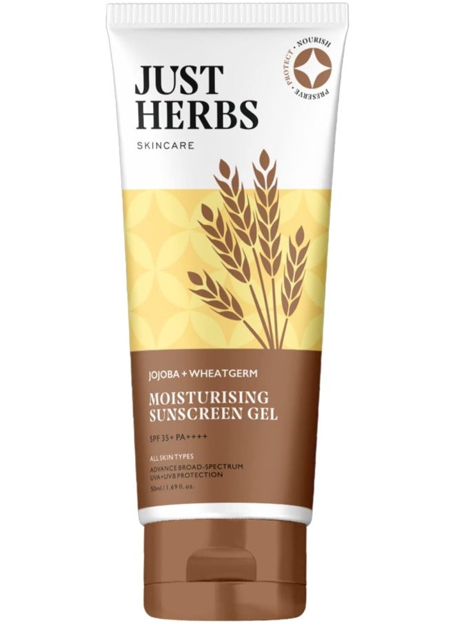 Just Herbs SPF 35+ Nosun Sunscreen Gel, Lightweight, Broad Spectrum PA 35++++ with Jojoba & Wheatgerm for Sun Damaged & All Skin Type for Men & Women- Paraben Free- 50ml  - Image 1