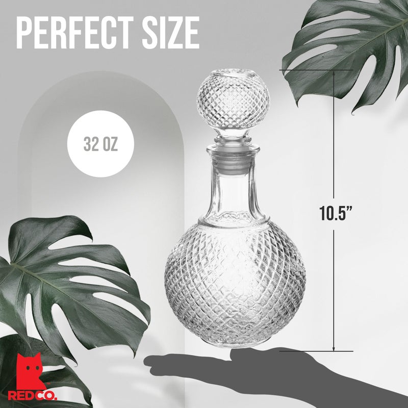 Red Co. European Glass Bottle with Airtight Stopper, Liquor Decanter, 32 Ounce - Image 2
