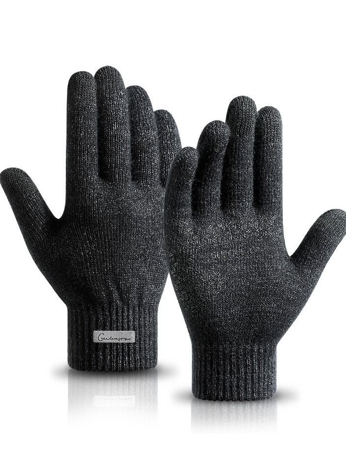 Golovejoy - Winter Men's Warm Plush Riding Wrist Windproof High Elastic Wool Gloves - Image 1