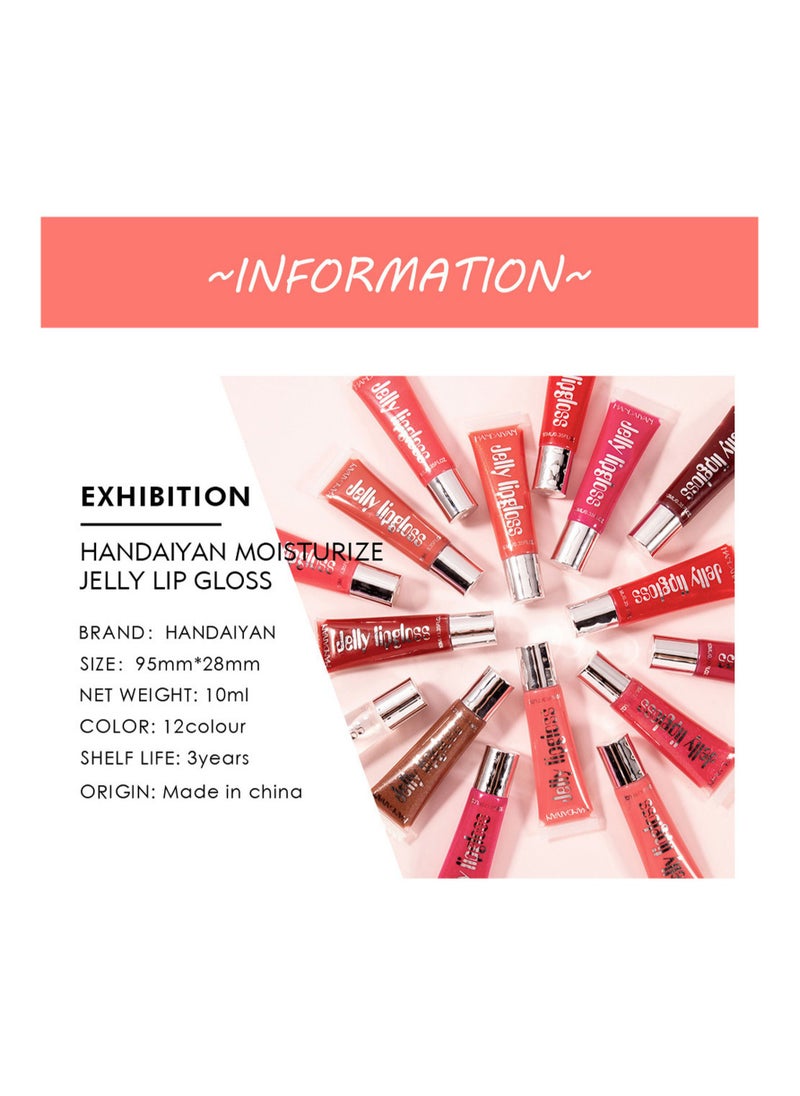Handaiyan Lip Gloss Hydrating Moisturizing Long Lasting High Glossy Jelly Lip Stain Super Gloss Balm Oil Tinted Treatment Lip Glow Glass Shine Glitter Makeup Beauty Colored Bright Lifter For Women Girls  - Image 3