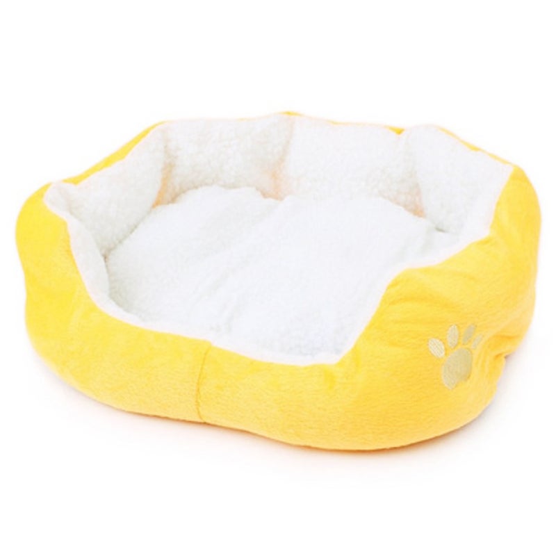 2pcs 50*40CM Candy-colored Lamb Cashmere Pet Dog Puppy Cat Bed House Nest (Yellow) - Image 2