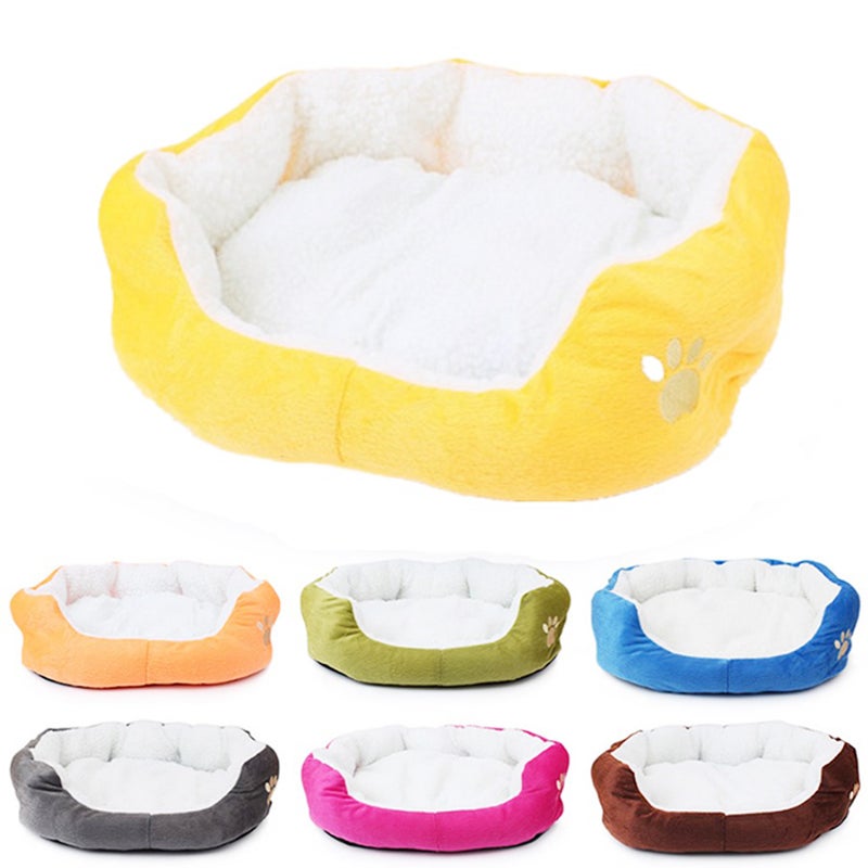 2pcs 50*40CM Candy-colored Lamb Cashmere Pet Dog Puppy Cat Bed House Nest (Yellow) - Image 3