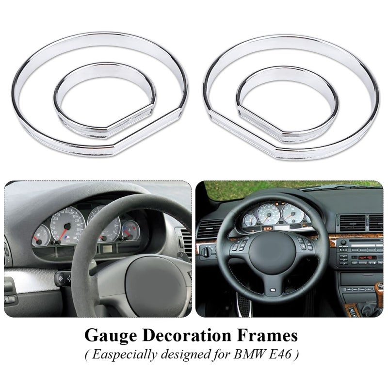 Speedometer Decoration Frame Chrome-Plated Plastic Trim - Easy Installation Dashboard Frame for BMW E46 - Image 3