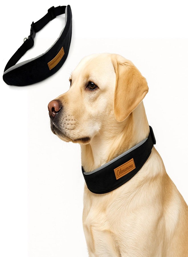Colenumone Soft Padded Dog Collar, Comfortable Adjustable Pet Collar for Small Medium Large Dogs, Durable Neck Collar with Metal D-Ring and Quick Release Buckle, Black(M) - Image 1