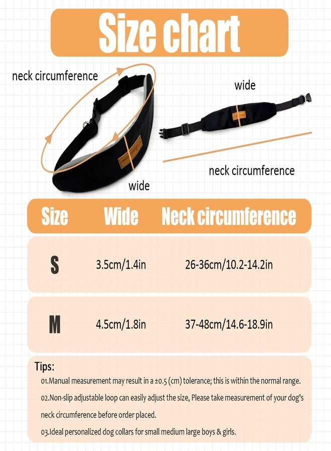 Colenumone Soft Padded Dog Collar, Comfortable Adjustable Pet Collar for Small Medium Large Dogs, Durable Neck Collar with Metal D-Ring and Quick Release Buckle, Black(M) - Image 2